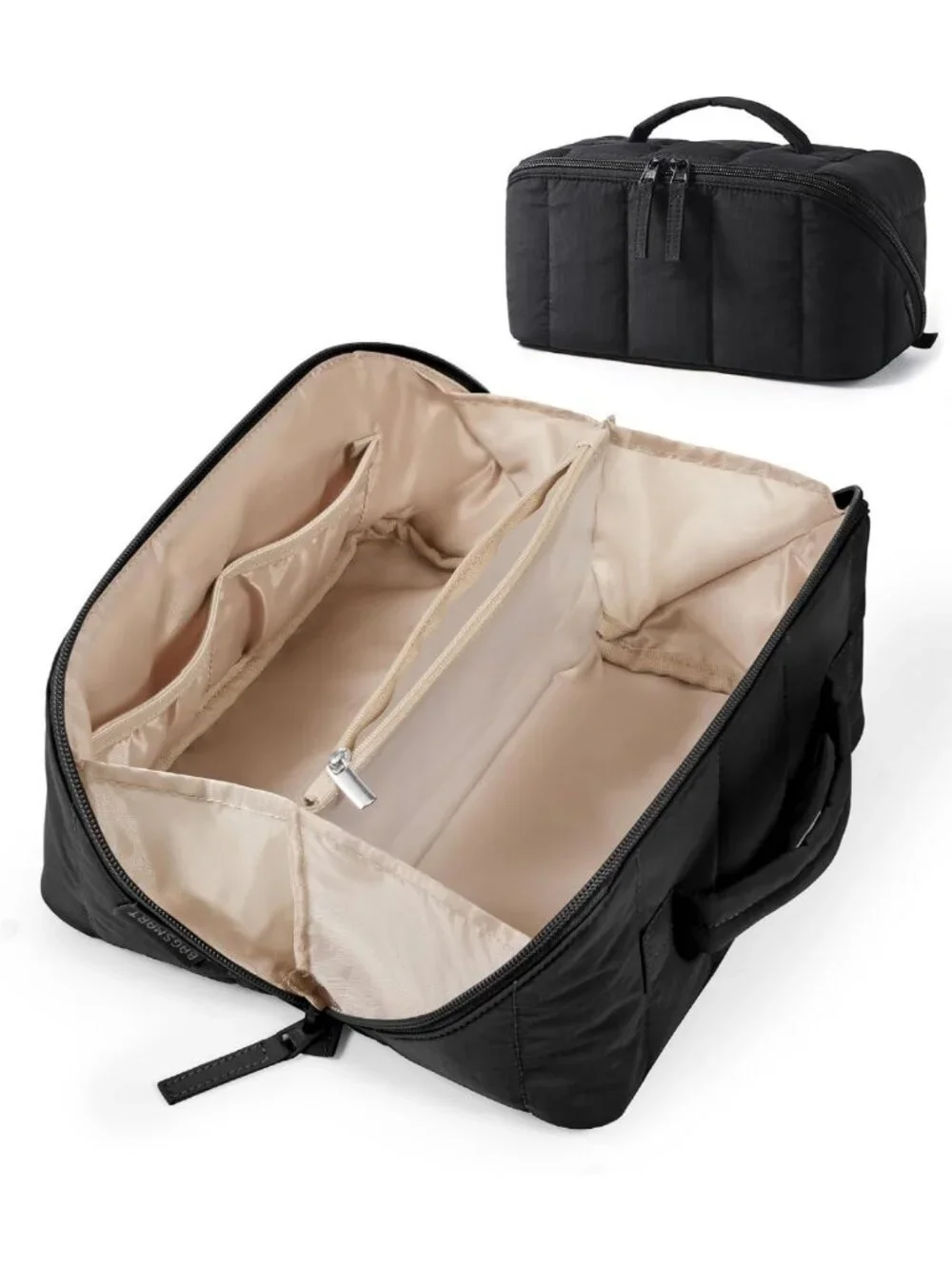 Portable Water-Resistant Makeup Bag, Padded Organizer Pouch, Flat Toiletry Case